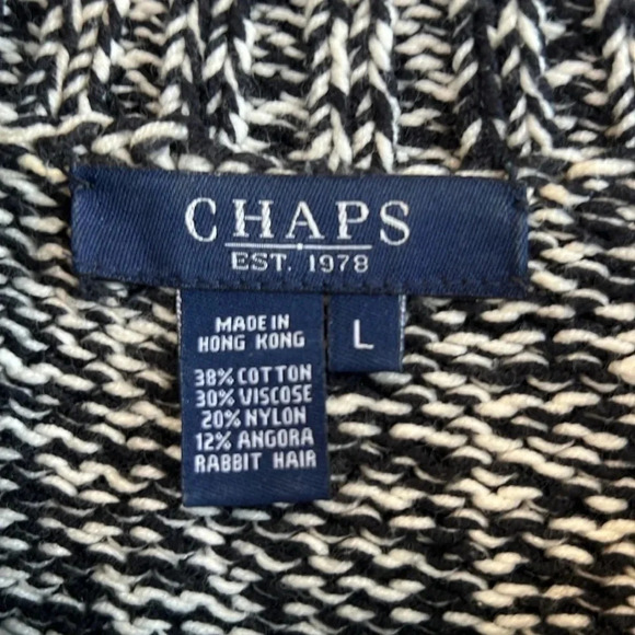Chaps sweater black and white women size large soft 12% angora rabbit hair - Picture 7 of 11